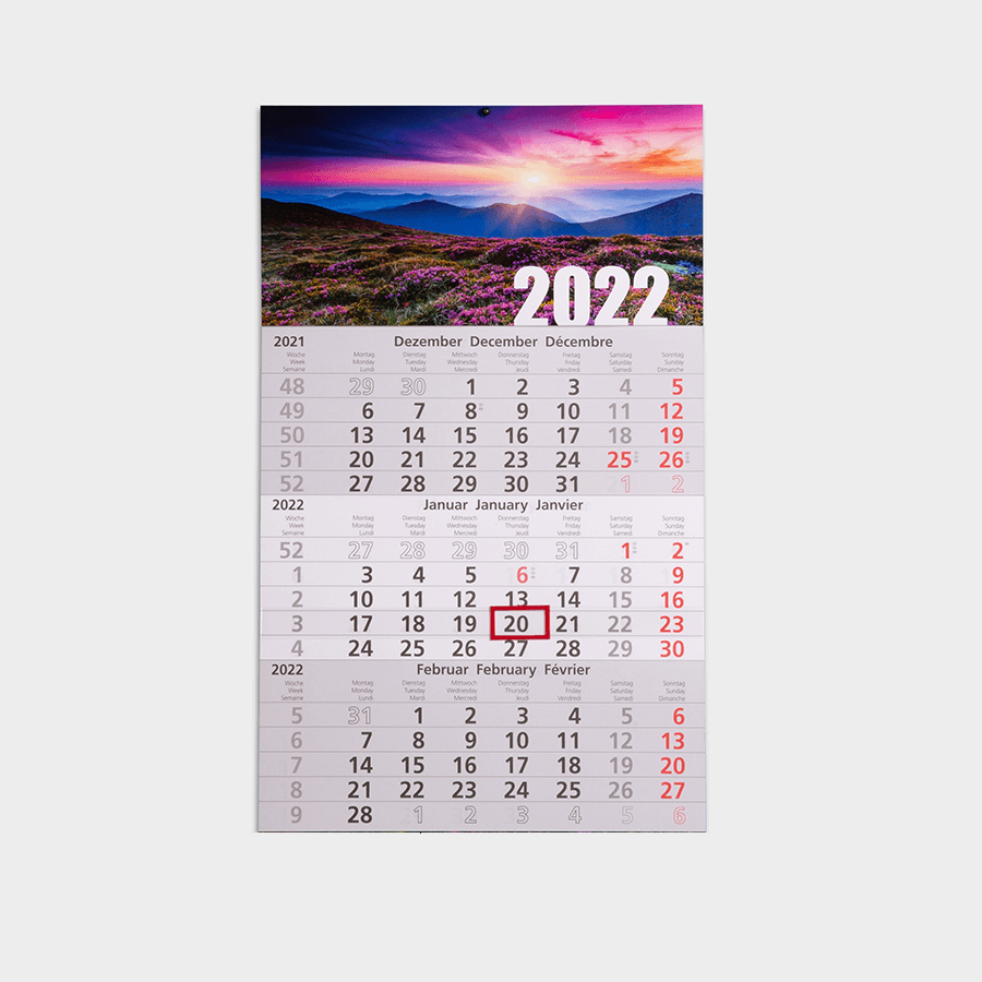 3-Monatswandkalender 2022